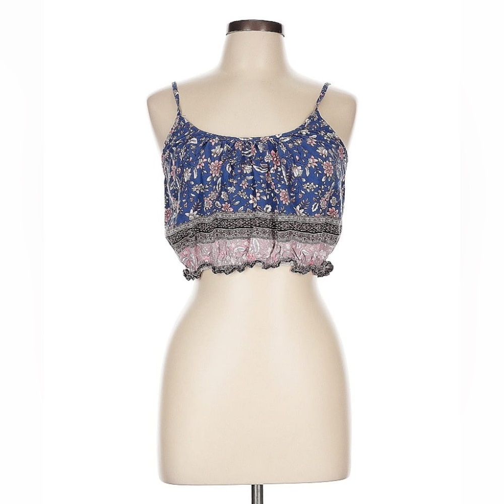 City triangles crop top Floral Blue and Pink Women's Top